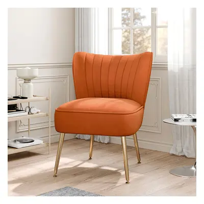 Orange Frosted Velvet Wingback Accent Chair Vanity Stool Chair