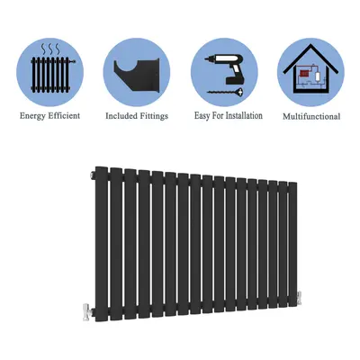 (Single, 600x1003mm) Black Oval Tube Designer Radiator