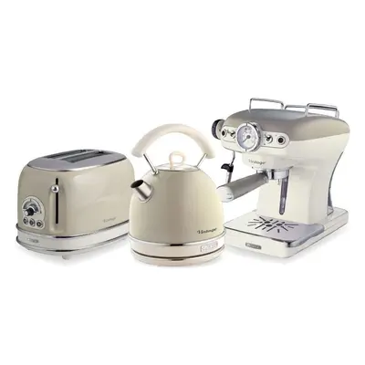 Ariete ARPK16 Retro Style Dome Kettle, Slice Toaster and Espresso Machine Set, Vintage Design - 