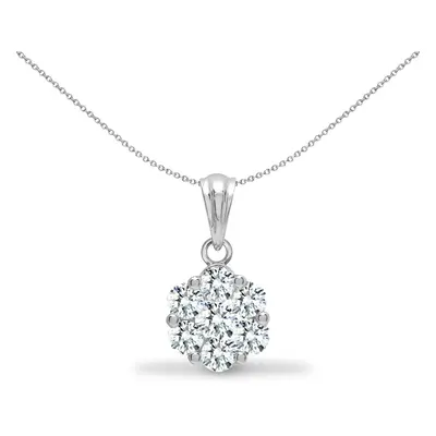 Jewelco London Solid 18ct White Gold Pave Set Round G SI 0.75ct Diamond Snowflake Cluster Cluste