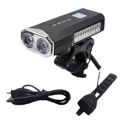 (Silver) 2-in-1 400LM 2xT6 Bike Light Modes Adjustable USB Charging Bicycle Front Lamp Modes 120