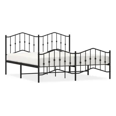 (black, x cm/with headboard & footboard) vidaXL Metal Bed Frame Home Bedroom Bed Base Mattress F