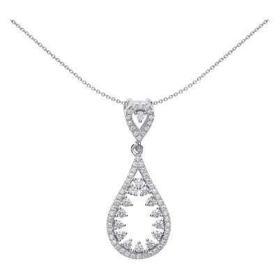 Jewelco London Ladies Sterling Silver Cubic Zirconia Icicle Teardrop Pendant Necklace inch - GVP