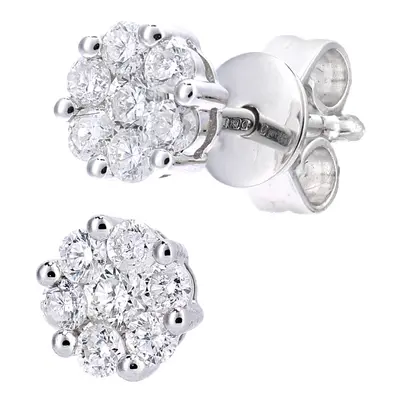 Jewelco London 18ct White Gold Round 1/3ct Diamond Cluster Stud Earrings - DE1AXL635W18