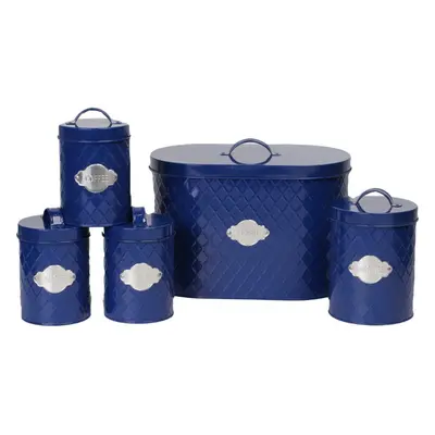 Neo Navy Blue Embossed Piece Kitchen Canister Set