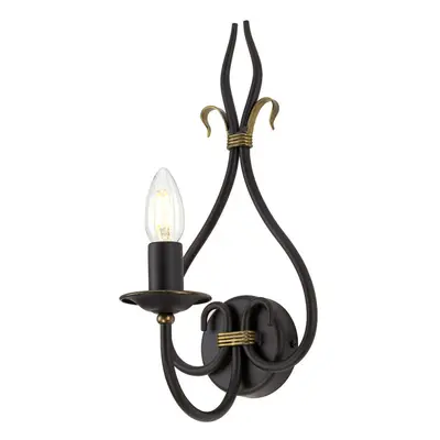 Wall Light Sconce Timeless Wrought Iron Rust/Gold LED E14 60W Bulb