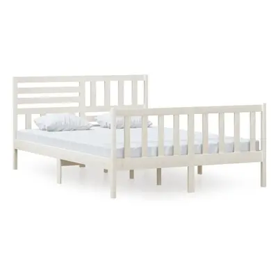 (white, x cm) vidaXL Bed Frame Bed Base Bedstead Bedroom Mattress Foundation Solid Wood