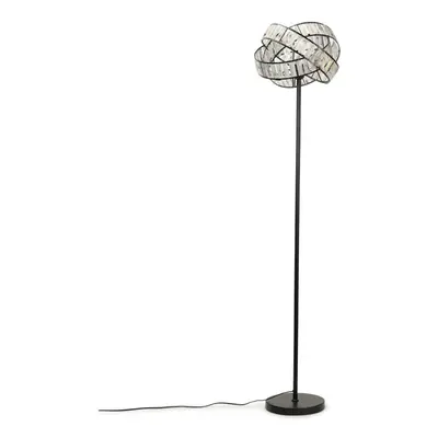 Jewel Twist Chrome Floor Lamp and Tortoise Shell Shade Light + LED