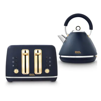 Morphy Richards Accents Navy & Gold Pyramid Kettle & Slice Toaster