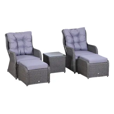 Outsunny Garden Sofa Chair & Stool Table Set Patio Wicker Weave Furniture Set