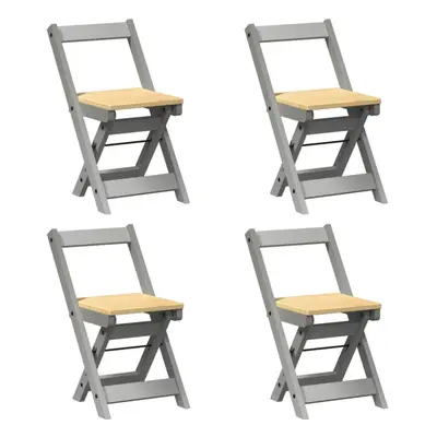 vidaXL Dining Chairs Foldable Kitchen Dinner Chair pcs Grey Solid Wood Pine