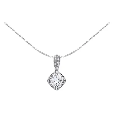 Jewelco London Ladies Sterling Silver Cubic Zirconia Crown Pendant Necklace inch - GVP332