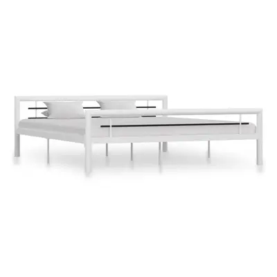 vidaXL Bed Frame White and Black Metal 180x200cm 6FT Super King Furniture