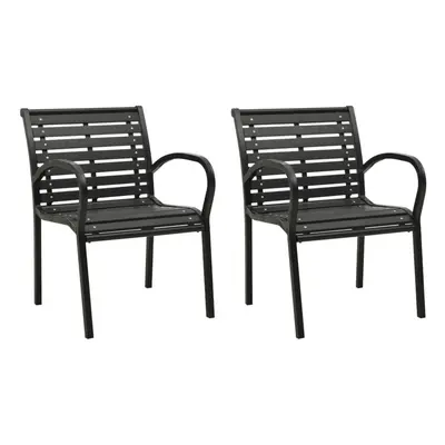 vidaXL 2x Garden Chairs Steel and WPC Black Outdoor Seating Patio Armchair