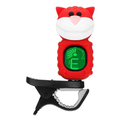 (Red) Cartoon Big Facee Cat Tuner Equal Temperament Guitar Bass Ukelele Violin Tuner