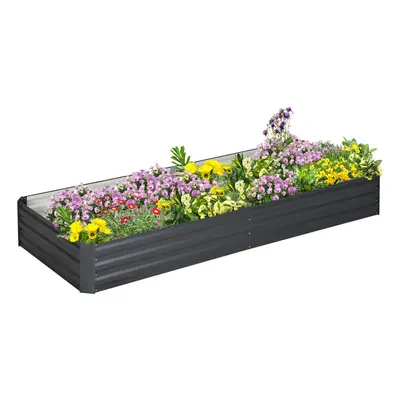 Outsunny Galvanised Raised Garden Bed Metal Planter Box with Open Bottom, Grey