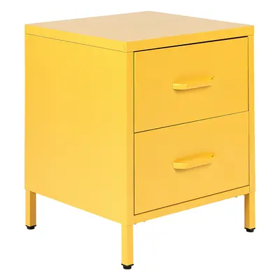 2 Drawer Bedside Table MALAVI Metal Yellow