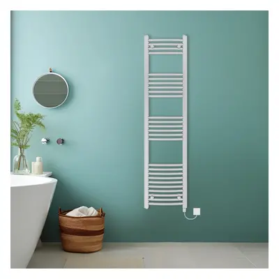 (Chrome, 1600x400mm) Bathroom Curved Prefilled Electric Heated Towel Rail Ladder Warmer Radiator