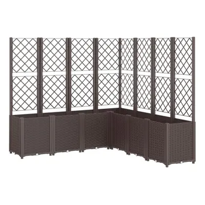 vidaXL Garden Planter with Trellis Outdoor Flower Pot Planter Pot Box Brown PP