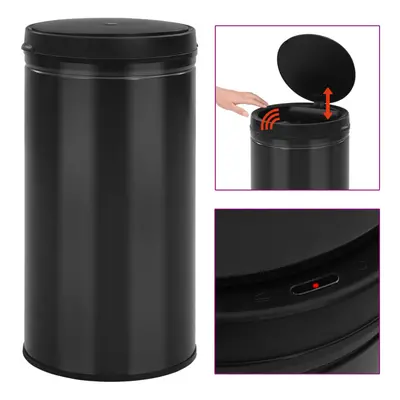 vidaXL Automatic Sensor Dustbin 60L Carbon Steel Black Kitchen Waste Dust Bin