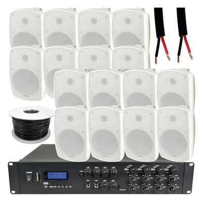 1600W LOUD Outdoor Bluetooth System 16x White Speaker Weatherproof Music Player