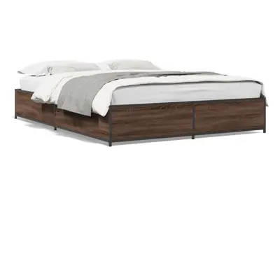 (brown oak, x cm/ cm) vidaXL Bed Frame Bed Black 180x200 cm Super King Engineered Wood and Metal