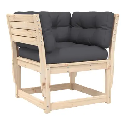 vidaXL Garden Sofa Armrest with Cushions Outdoor Sofa Chair Solid Wood Pine