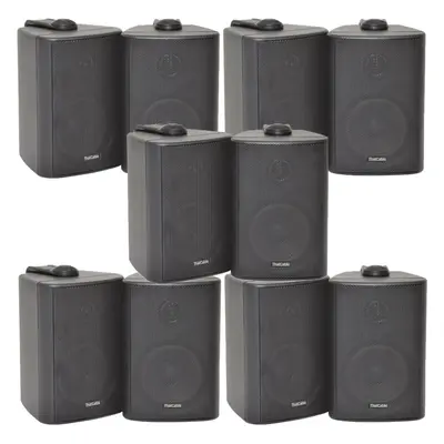 10x 60W Way Black Wall Mounted Stereo Speakers 3" 8Ohm Mini Background Music