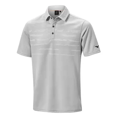 (S, Grey) Mizuno Mens Breath Thermo Winter Jacquard Stretch Golf Polo Shirt