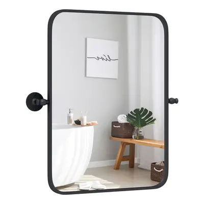 76 cm x cm Black Metal Framed Pivot Rectangle Wall-Mounted Mirror