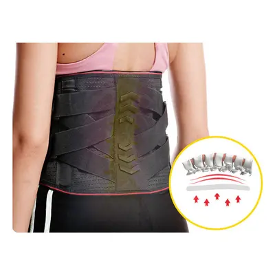 (L) 50*43*47CM 3D Breathable Mesh Support Sports Waist Brace Fixed Spring Support Compression Gy