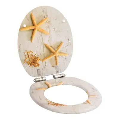 vidaXL WC Toilet Seat with Soft Close Lid Bathroom Bidet MDF Starfish Design