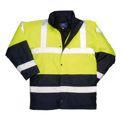 (3XL, Yellow/Navy) Portwest Unisex Hard-wearing Hi Vis Traffic Jacket / Safetywear / Workwear