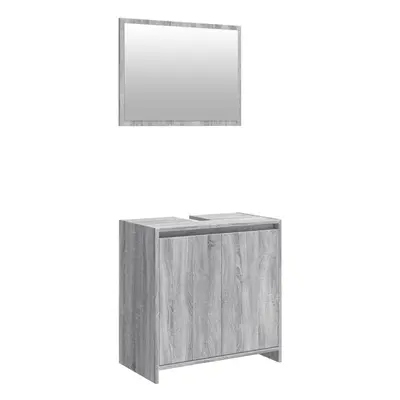 (grey sonoma) vidaXL Bathroom Furniture Set Vanity Unit Organiser Cabinet Engineered Wood