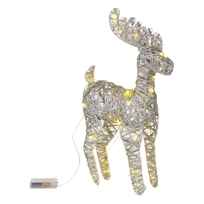 (Metallic Silver) LED Reindeer 60cm Plastic Rattan Wire Christmas