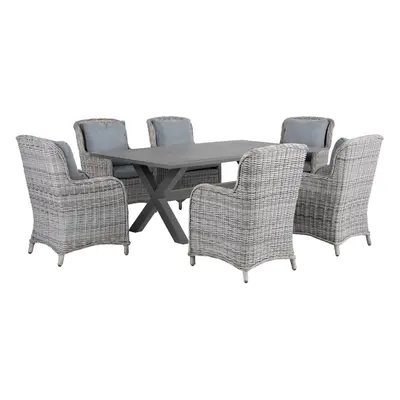 Dining Set for CASCAIS PE Rattan 200x105x74 cm Grey