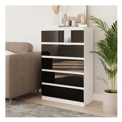 (White & Black) Drawer High Glossy Wooden Bedroom Chest Cabinet No Handle Drawer Storage