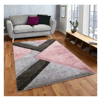 (Pink-Grey, x cm ) Modern Shaggy Hallway Runner Living Room NOVA Rugs