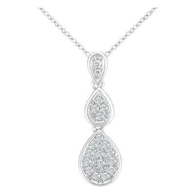 Jewelco London 18ct White Gold Round 19pts Diamond Trilogy Pendant Necklace inch 46cm - PP0AXL59