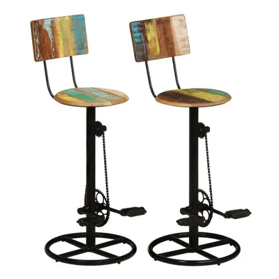 vidaXL 2x Bar Stools Solid Wood Reclaimed Wooden Kitchen Bar Chair Furniture