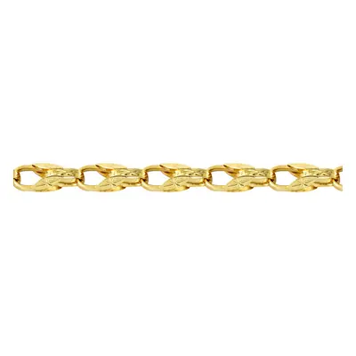 Jewelco London Ladies Solid 9ct Yellow Gold Dutch Carved Tulip 10mm Gauge Chain Link Bracelet, 7