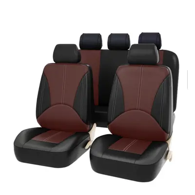 (Coffee) Bucket Seat Cover Set Front Rear Universal for Car Sedan Truck SUV PU Leather