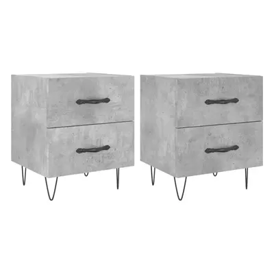 (concrete grey, pcs) vidaXL Bedside Cabinets Bed Table End Table pcs Concrete Grey Engineered Wo