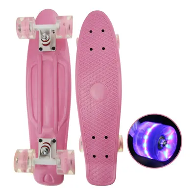 (Pink) inch Children Skateboard Mini Cruiser Skateboard with LED Flashing Wheels for Beginners K