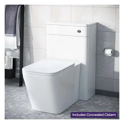 Modern White 500mm Back To Wall WC Toilet Unit Rimless Space Saving | Afern