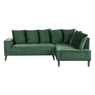 Corner Sofa GRENA Velvet Dark Green Left Hand