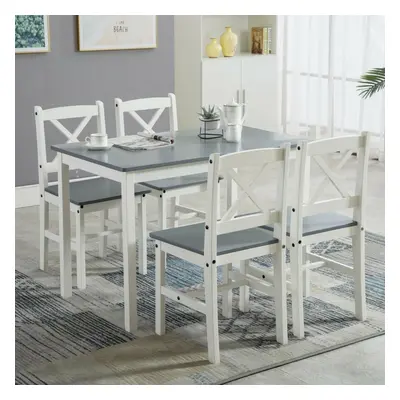 (Grey) 5pc MCC Classic Wooden Dining Table Set