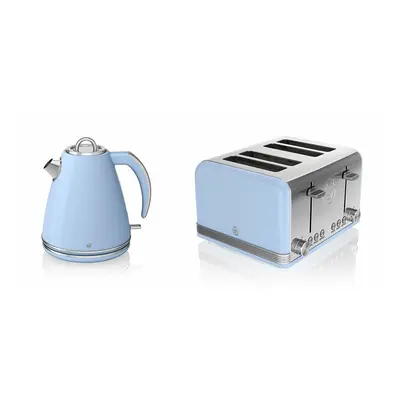 SWAN RETRO BLUE 1.5 Litre Jug Kettle & Blue Slice Toaster Set