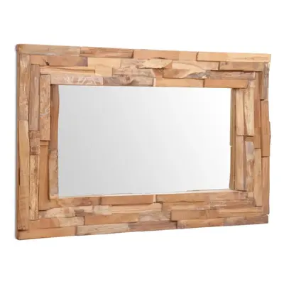 vidaXL Teak Decorative Mirror 90x60cm Rectangular Bathroom Wall Makeup Glass