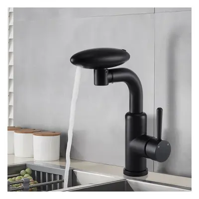 (Black) G1/2 Pull-out Sprayer Retractable Kitchen Faucet Kitchen Tap with Modes